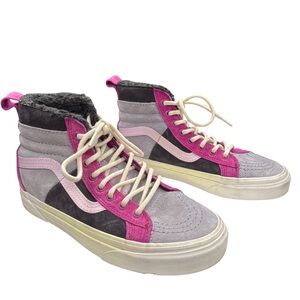 Vans Women's Pink and Gray Sk8-Hi 46 MTE DX high top lace all weather sneakers 6